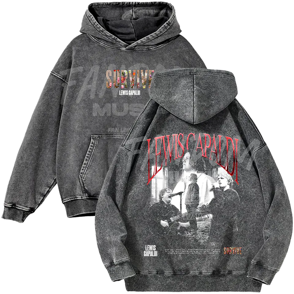 Lewis Capaldi · Faces Hoodie Acid Wash 1