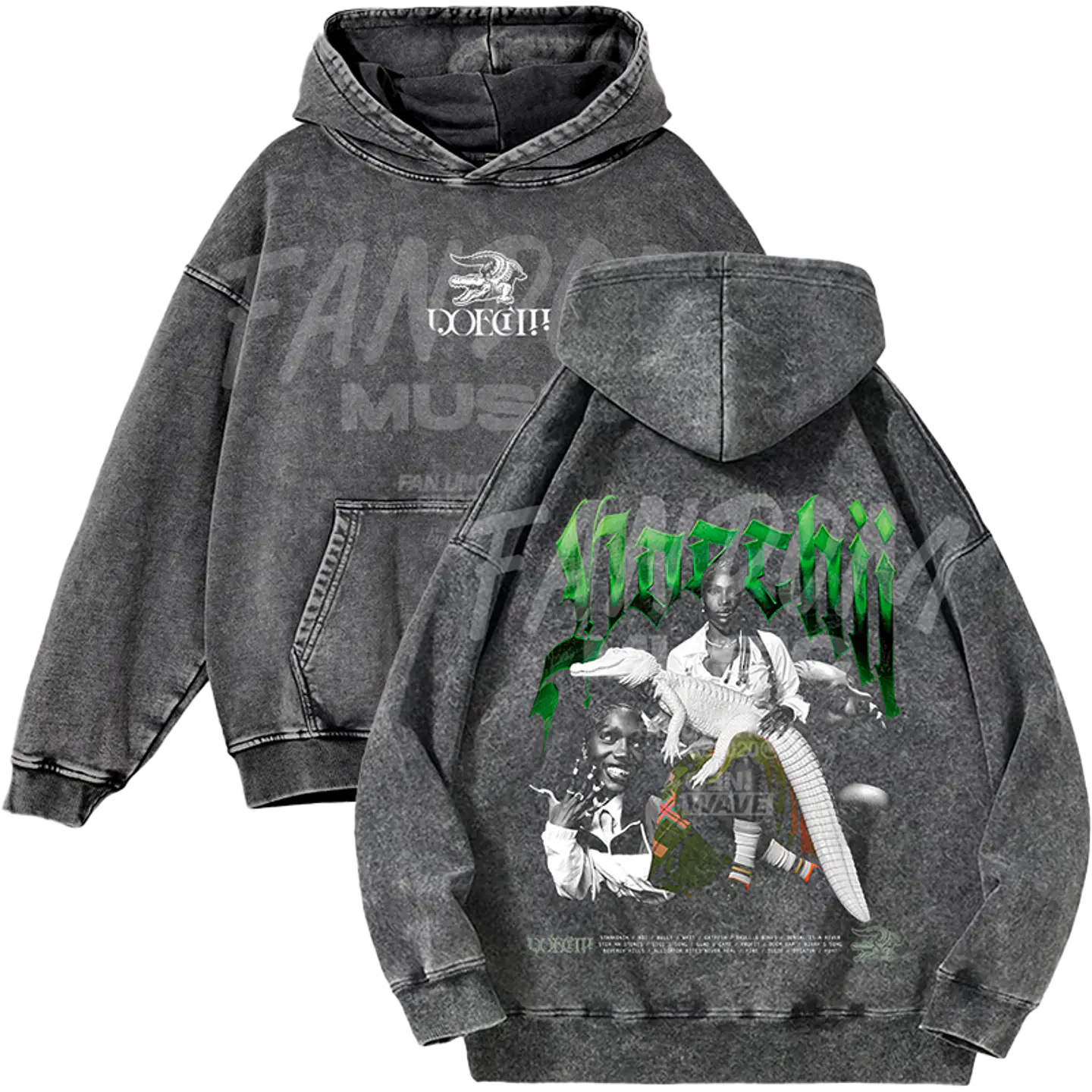 Doechii · Alligator Hoodie Acid Wash 1