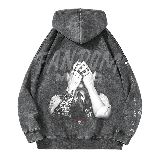 BTS · Jungkook Black Hoodie Acid Wash 2