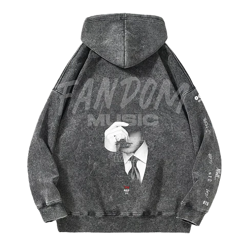 BTS · Jimin Black Hoodie Acid Wash
