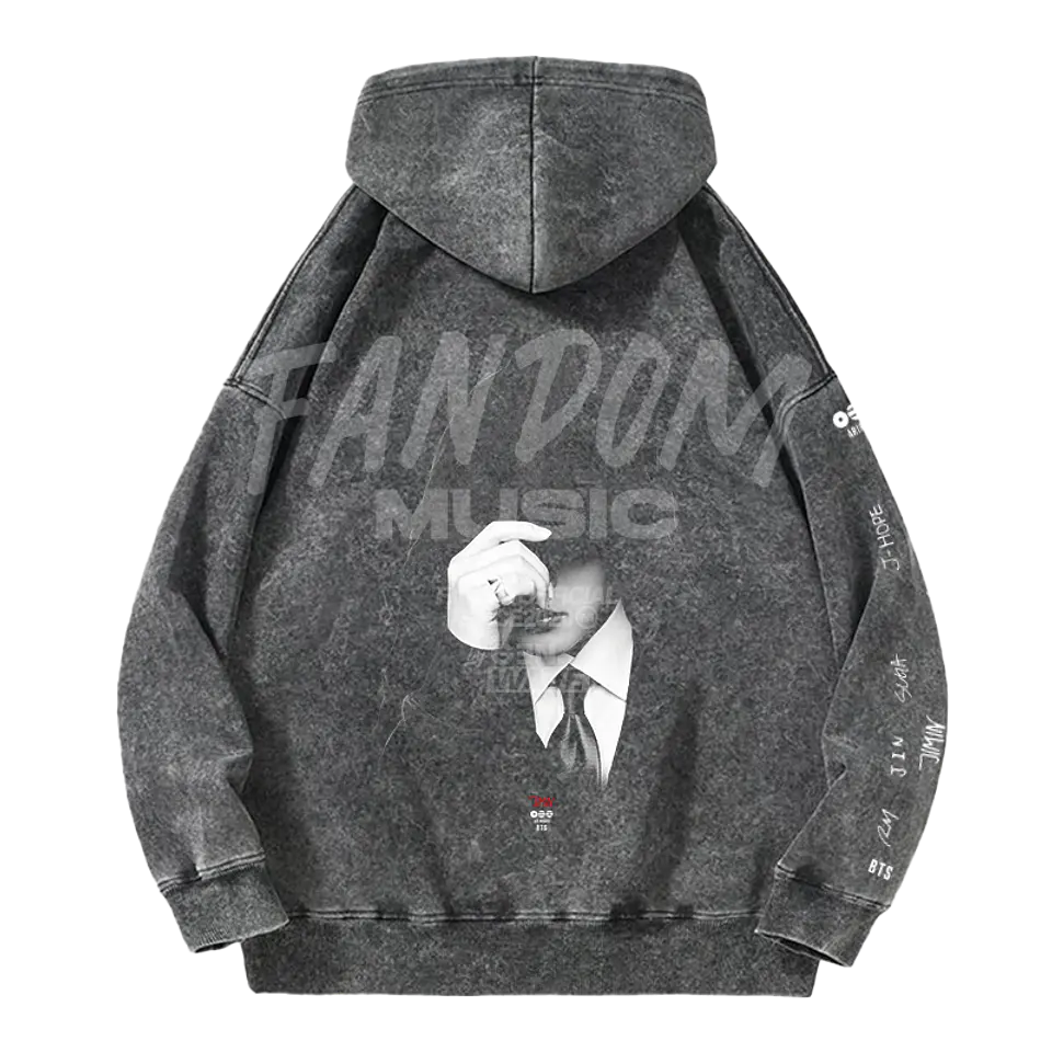 BTS · Jimin Black Hoodie Acid Wash 2