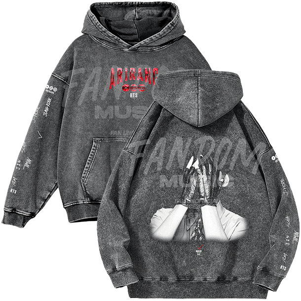 BTS · V Black Hoodie Acid Wash 1