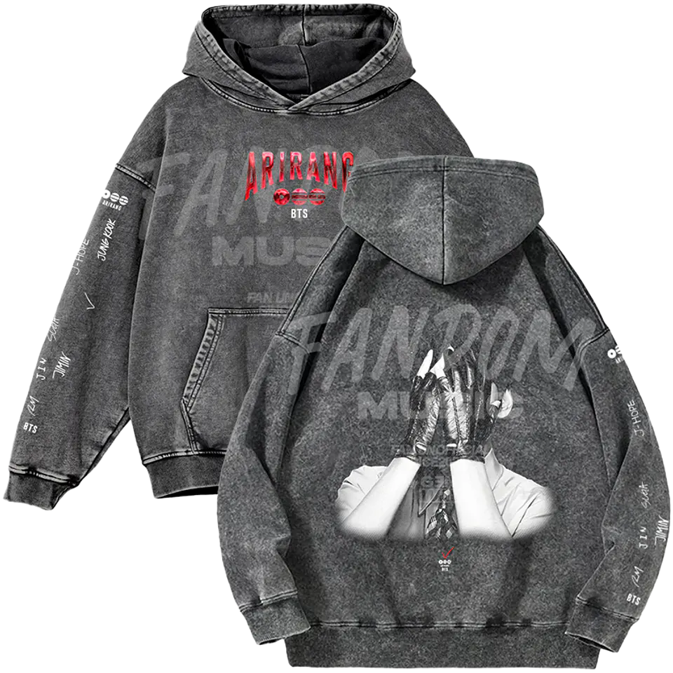BTS · V Black Hoodie Acid Wash 1