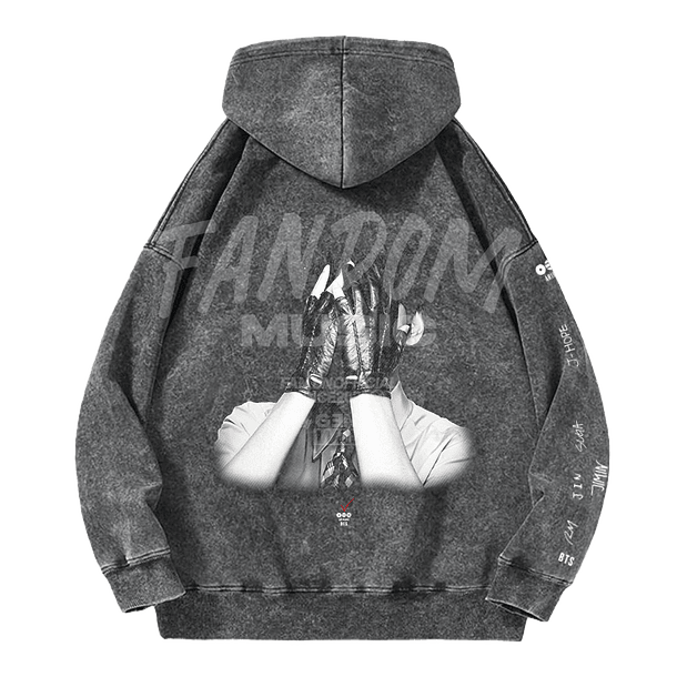 BTS · V Black Hoodie Acid Wash 2
