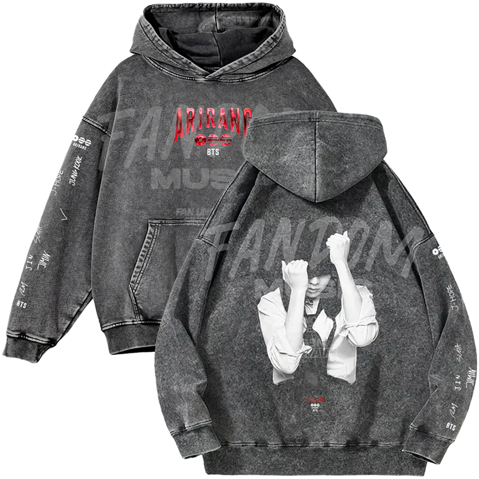 BTS · J-Hope Black Hoodie Acid Wash 1