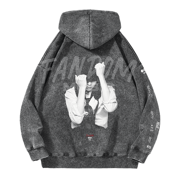 BTS · J-Hope Black Hoodie Acid Wash 2