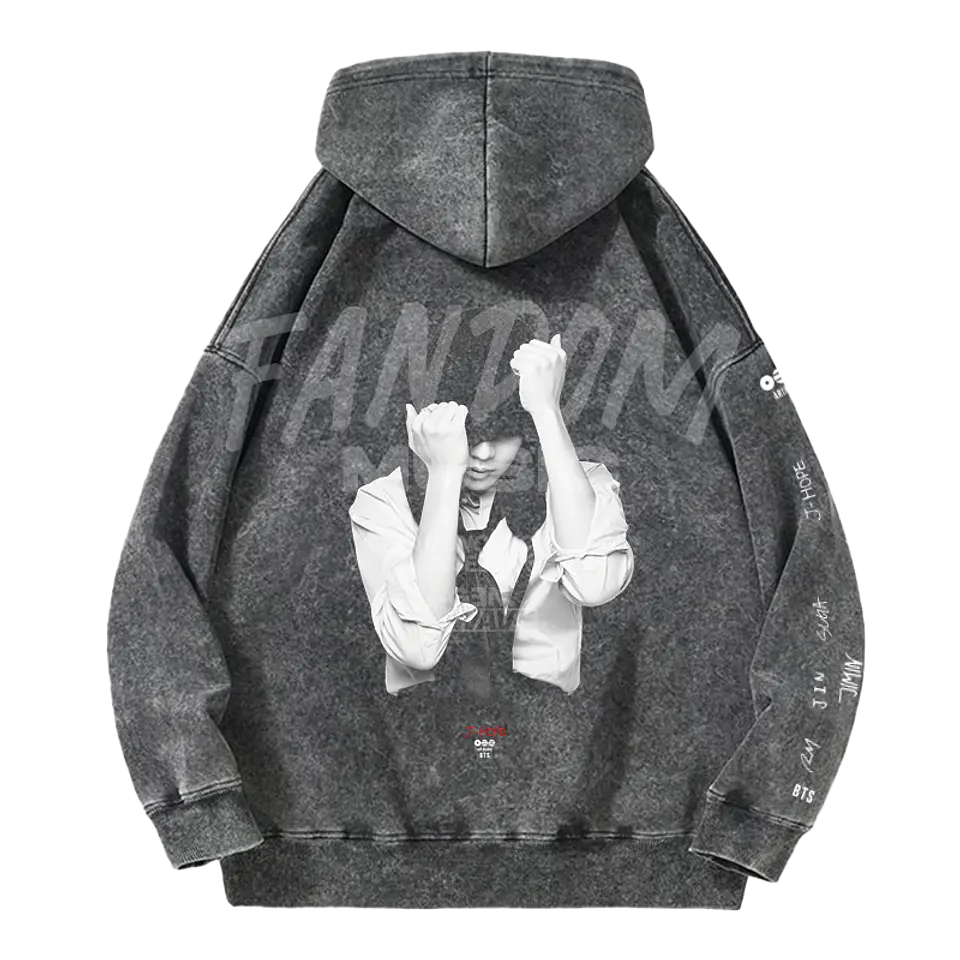 BTS · J-Hope Black Hoodie Acid Wash 2