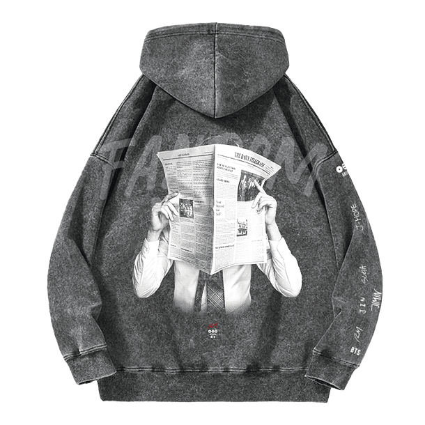 BTS · RM Black Hoodie Acid Wash 2