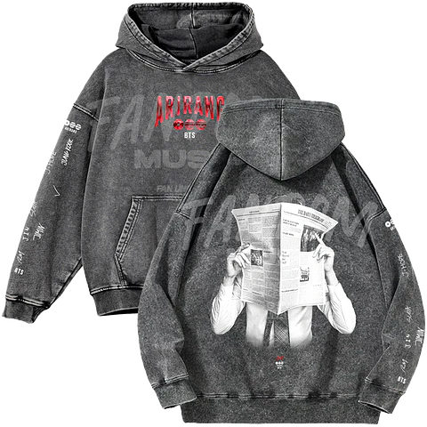 BTS · RM Black Hoodie Acid Wash