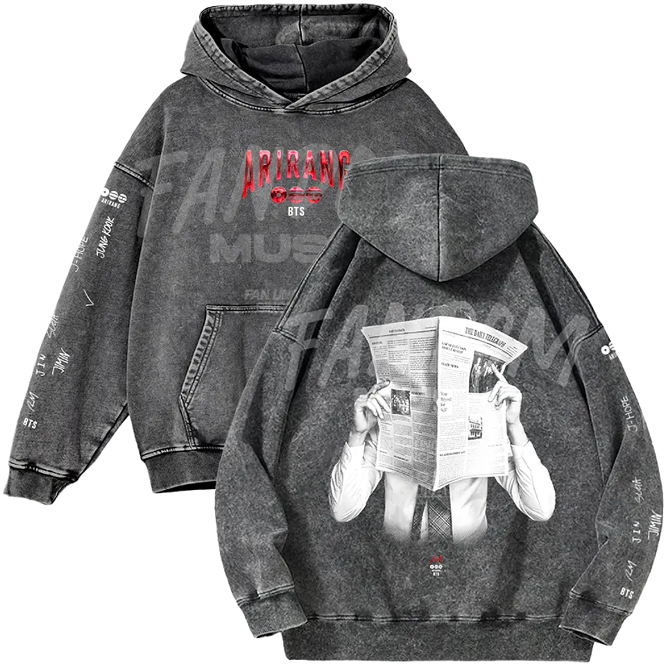 BTS · RM Black Hoodie Acid Wash 1