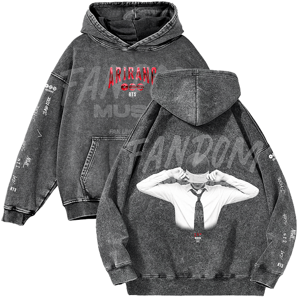 BTS · Jin Black Hoodie Acid Wash 1