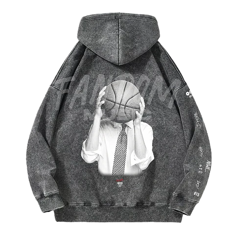 BTS · Suga Black Hoodie Acid Wash