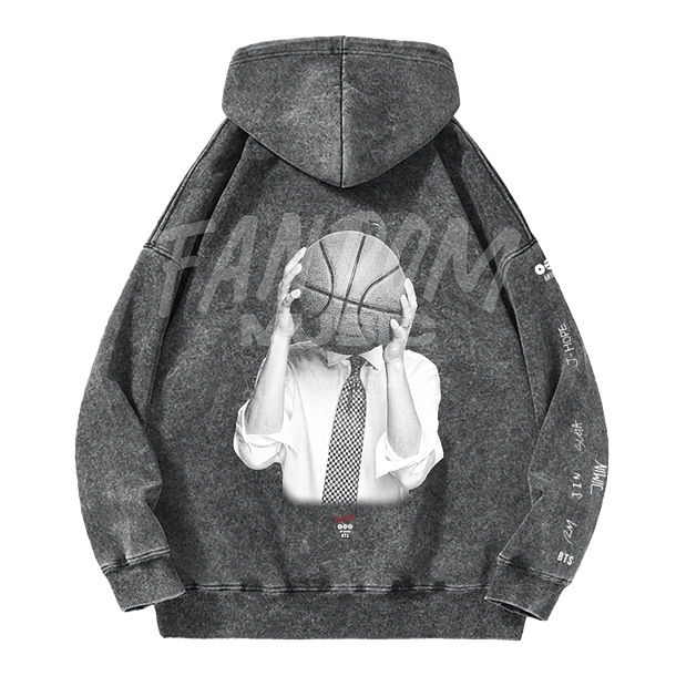 BTS · Suga Black Hoodie Acid Wash 2