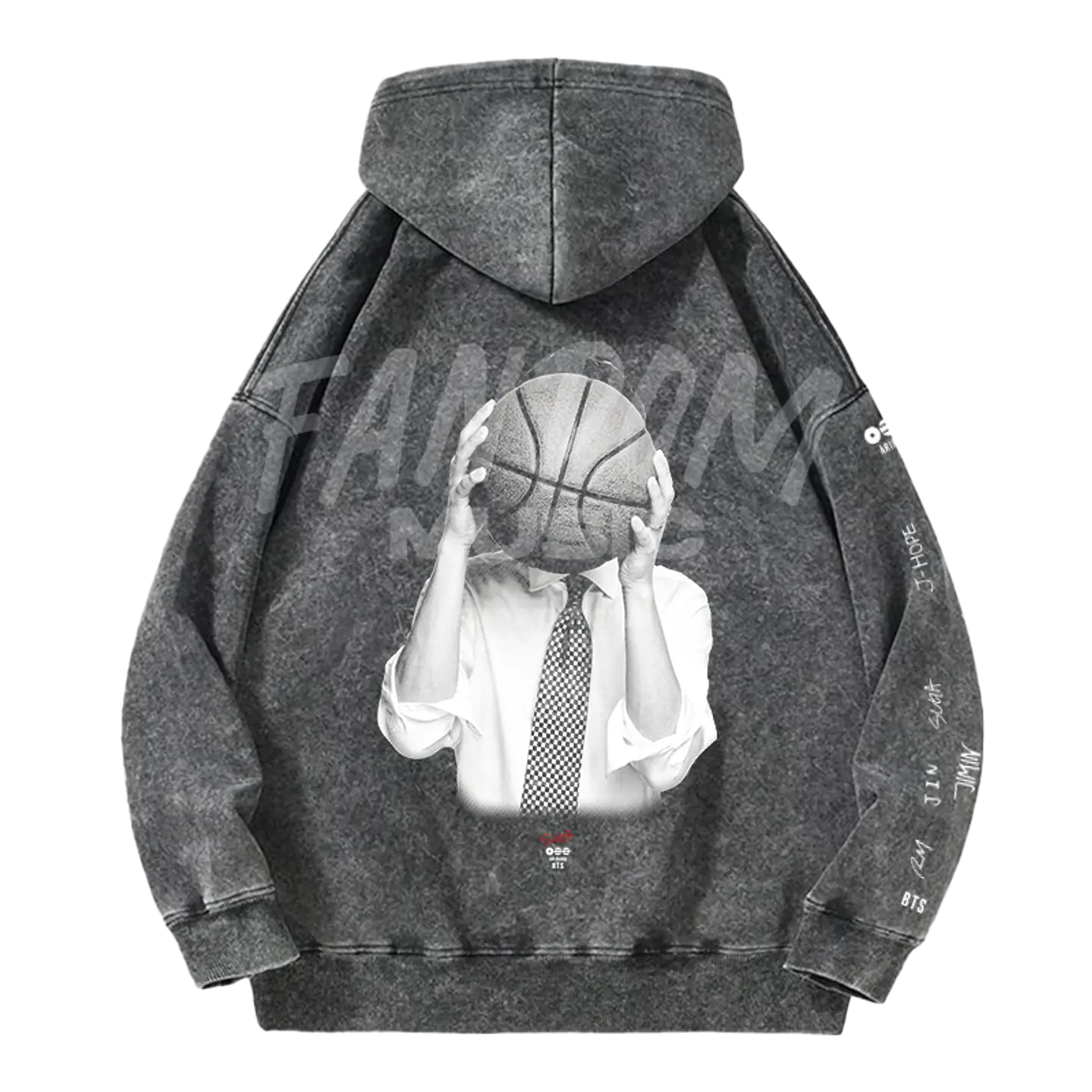 BTS · Suga Black Hoodie Acid Wash 2