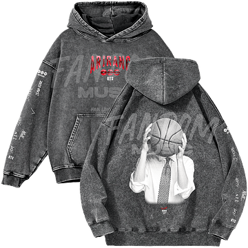 BTS · Suga Black Hoodie Acid Wash