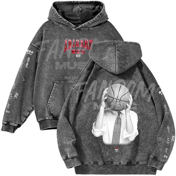 BTS · Suga Black Hoodie Acid Wash 1