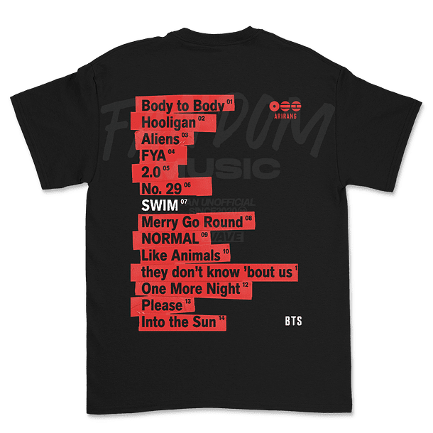 BTS · Tracklist Polera 4