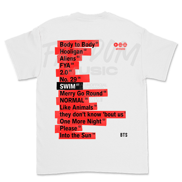 BTS · Tracklist Polera 5