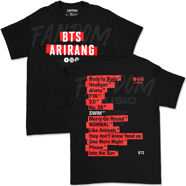 BTS · Tracklist Polera 1
