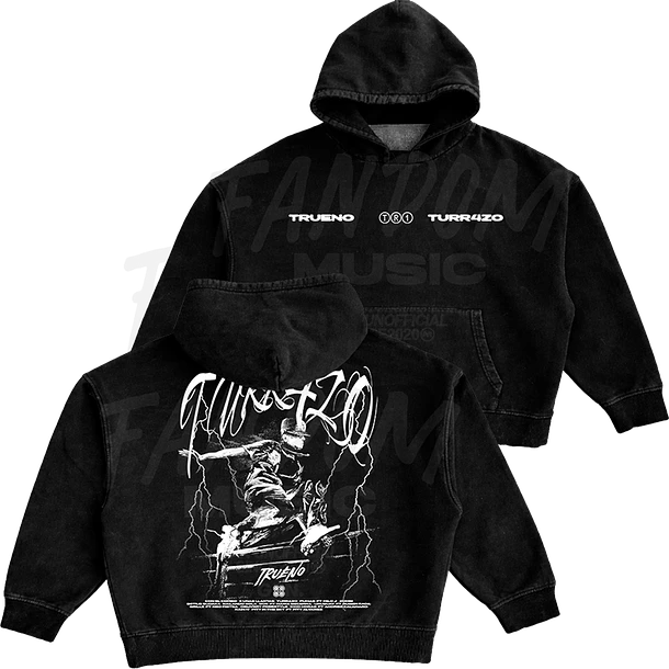 Trueno · Turr4zo Tracklist Hoodie Acid Wash Ajustable 1