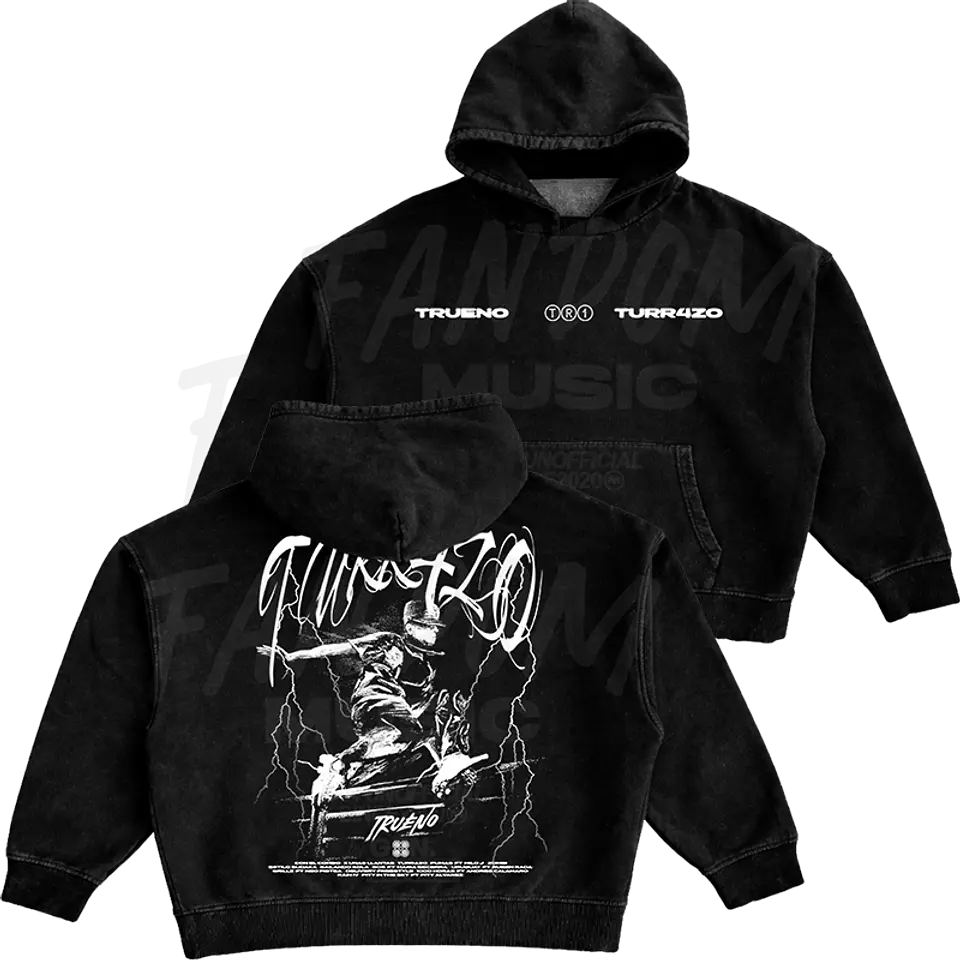 Trueno · Turr4zo Tracklist Hoodie Acid Wash Ajustable 1