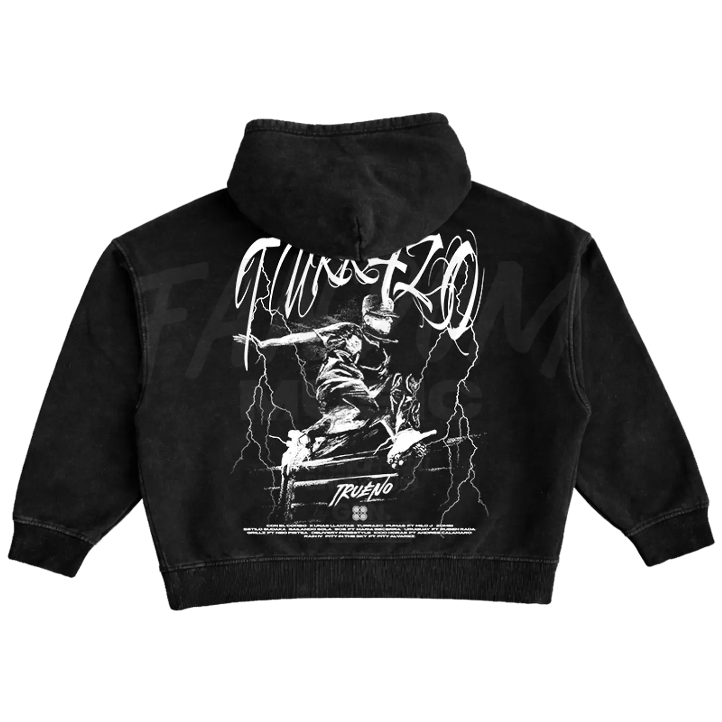 Trueno · Turr4zo Tracklist Hoodie Acid Wash Ajustable 2