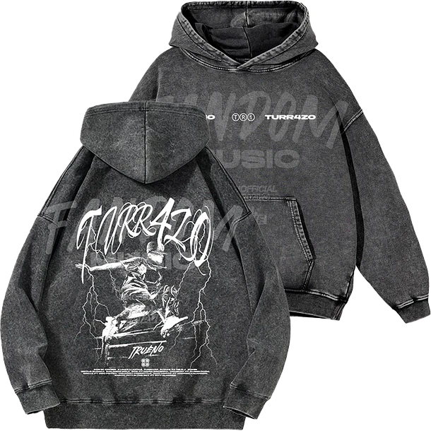 Trueno · Turr4zo Tracklist Hoodie Acid Wash 1