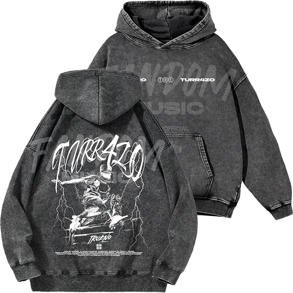 Trueno · Turr4zo Tracklist Hoodie Acid Wash 1
