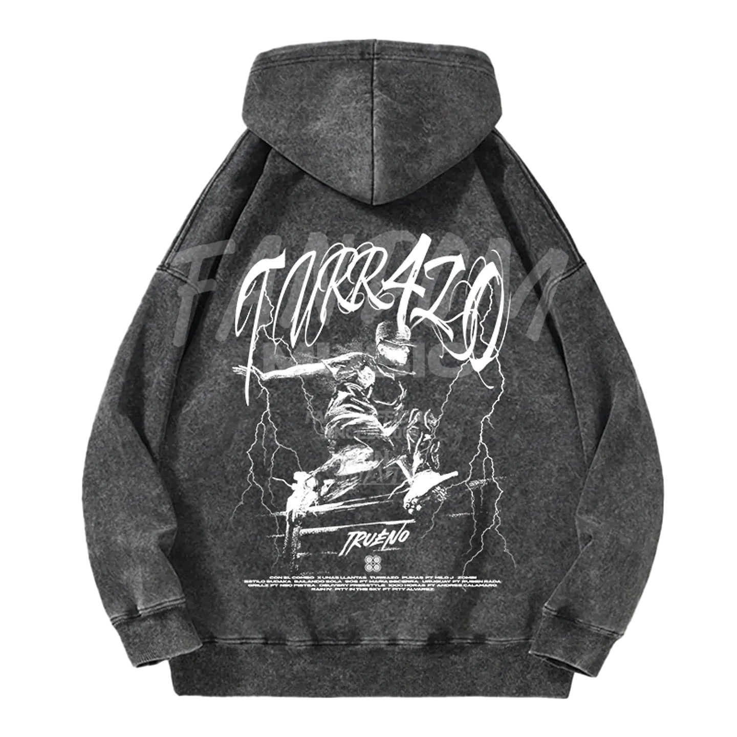 Trueno · Turr4zo Tracklist Hoodie Acid Wash 2