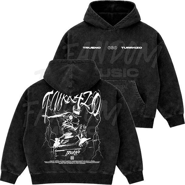 Trueno · Turr4zo Tracklist Hoodie Semi Acid Wash Boxy Fit 1