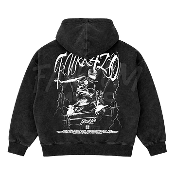 Trueno · Turr4zo Tracklist Hoodie Semi Acid Wash Boxy Fit