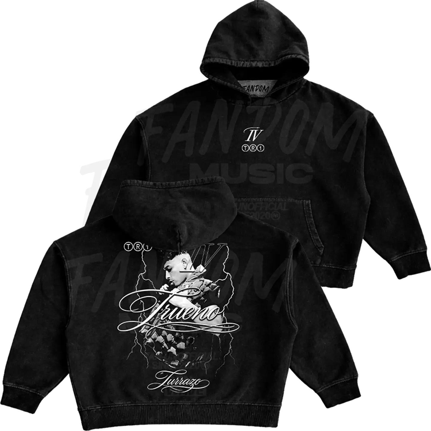 Trueno · Lettering Hoodie Acid Wash Ajustable 1