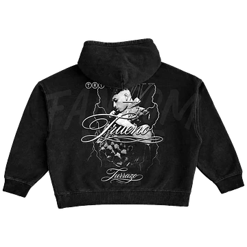 Trueno · Lettering Hoodie Acid Wash Ajustable