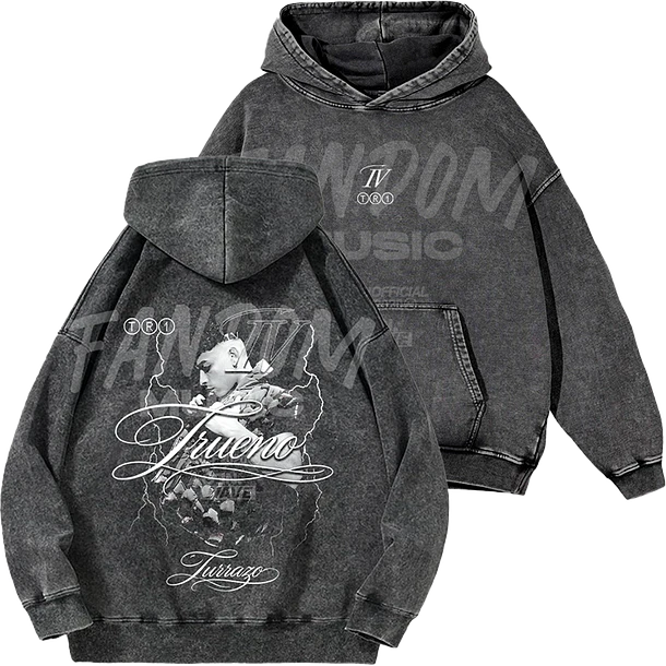 Trueno · Lettering Hoodie Acid Wash 1