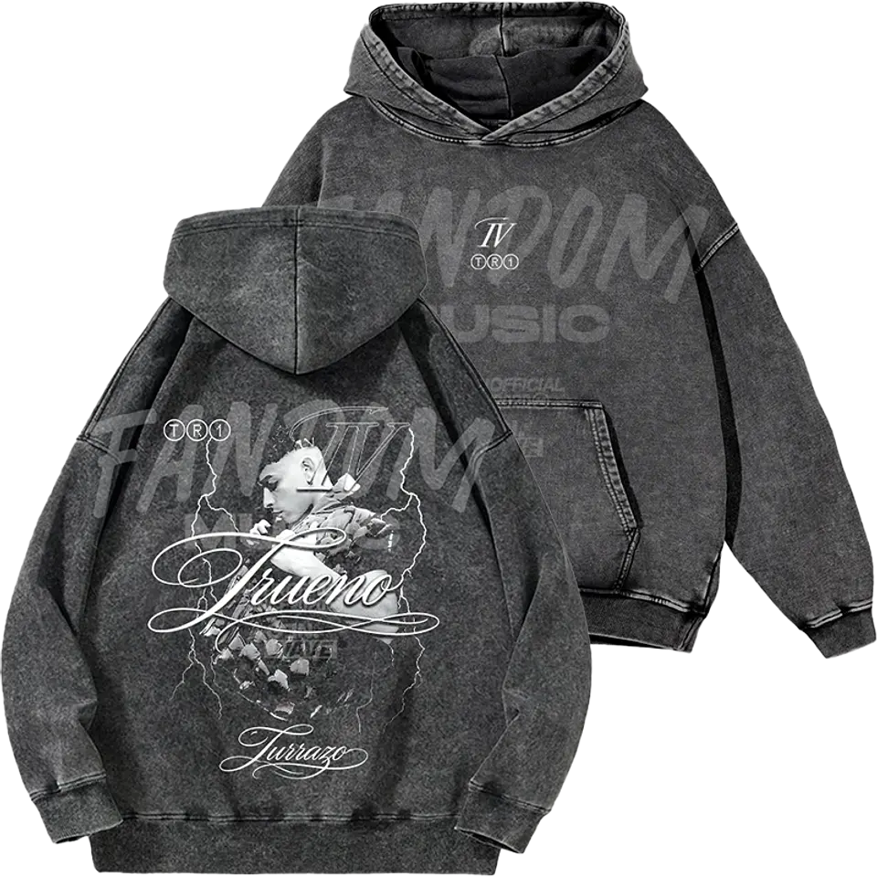 Trueno · Lettering Hoodie Acid Wash 1