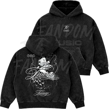 Trueno · Lettering Hoodie Semi Acid Wash Boxy Fit