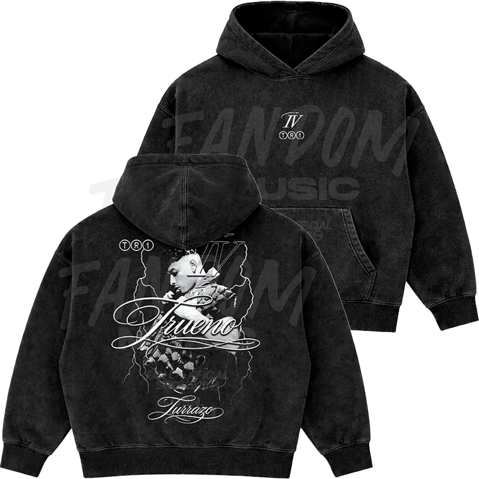Trueno · Lettering Hoodie Semi Acid Wash Boxy Fit 1