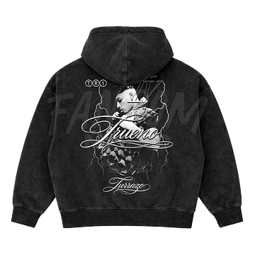 Trueno · Lettering Hoodie Semi Acid Wash Boxy Fit