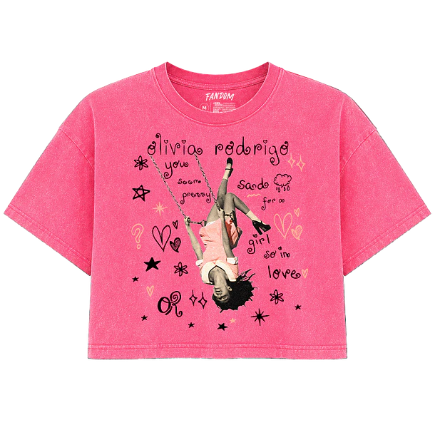 Olivia Rodrigo · YSPSFAGSIL Black CROP TOP Acid Wash
