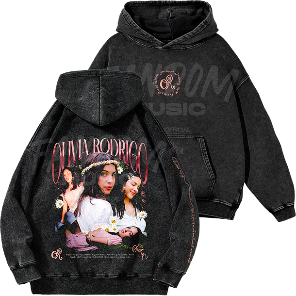 Olivia Rodrigo · Faces Hoodie Acid Wash 1