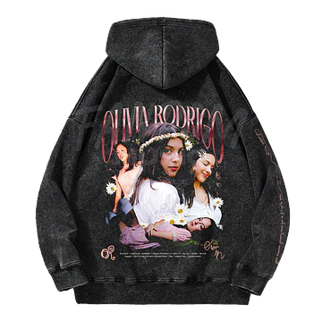 Olivia Rodrigo · Faces Hoodie Acid Wash