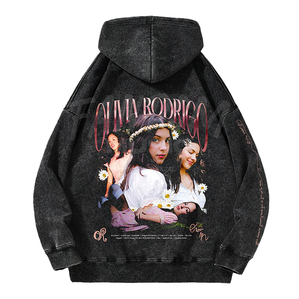 Olivia Rodrigo · Faces Hoodie Acid Wash 2