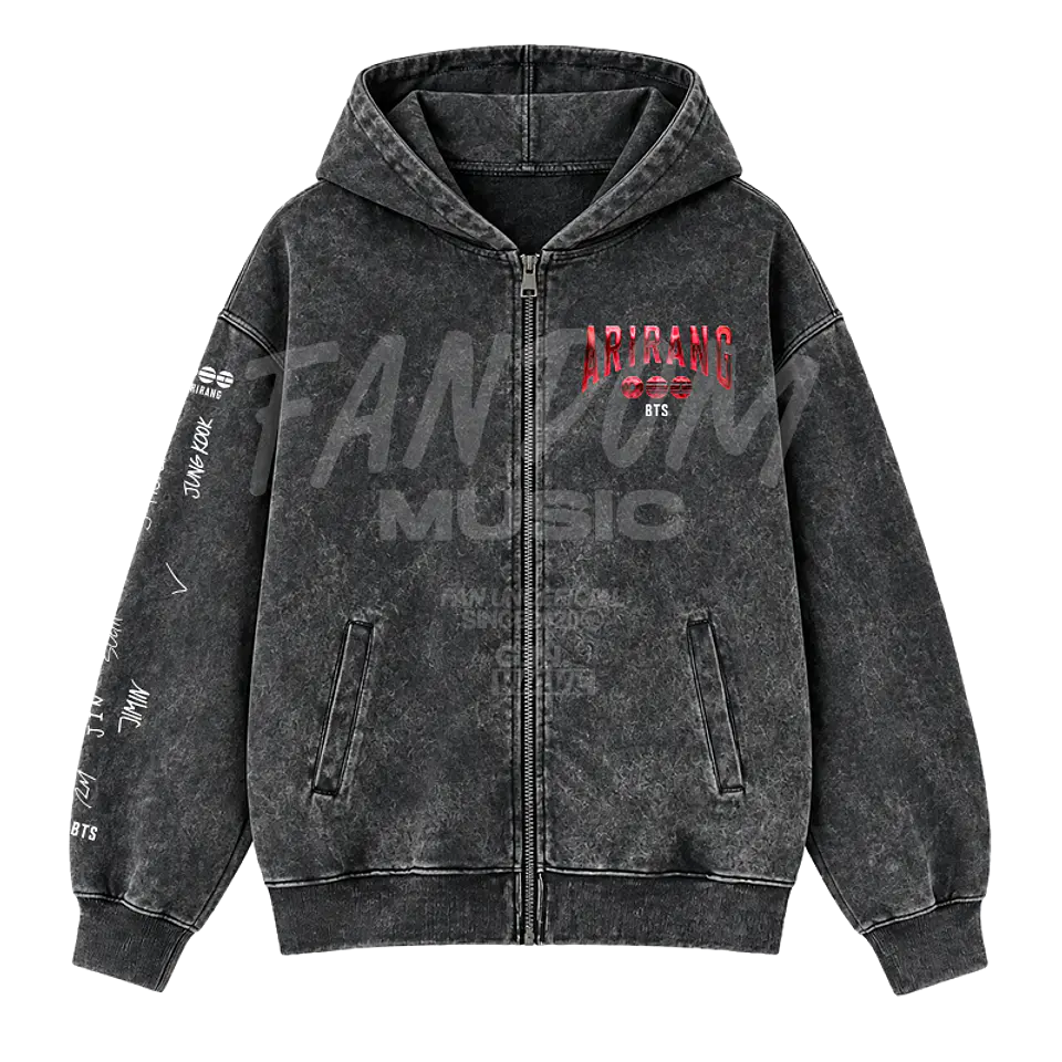 BTS · Arirang Hoodie con cierre Acid Wash 3