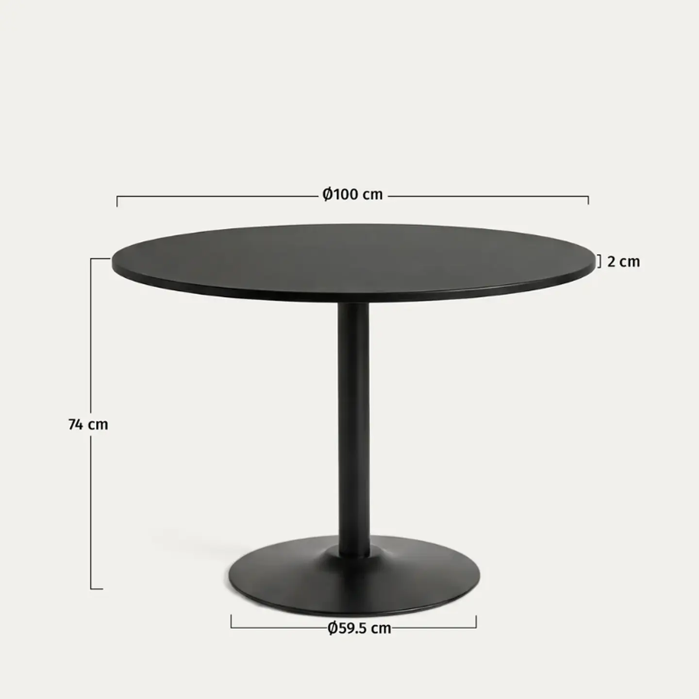 Mesa de Reunión Negra Redonda 100 cm 3