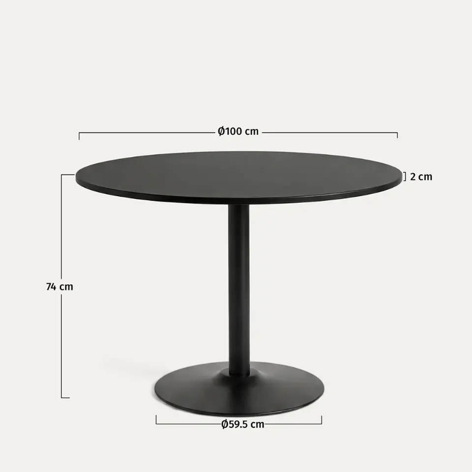 Mesa de Reunión Negra Redonda 100 cm 3
