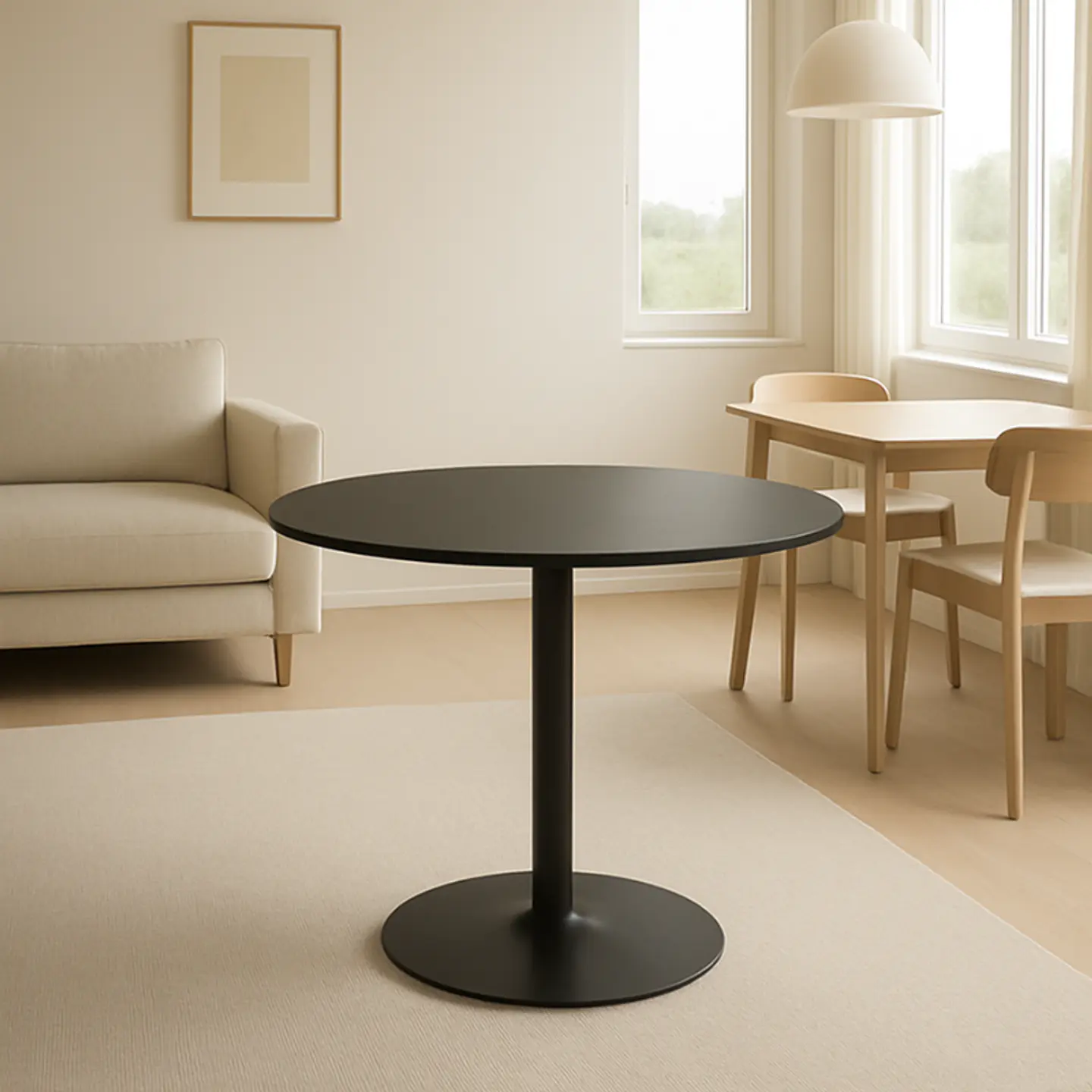 Mesa de Reunión Negra Redonda 80 cm 7