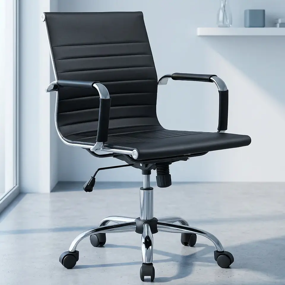 Silla de Oficina Escritorio Ejecutiva Elegante Negra - Con Reposabrazos 1