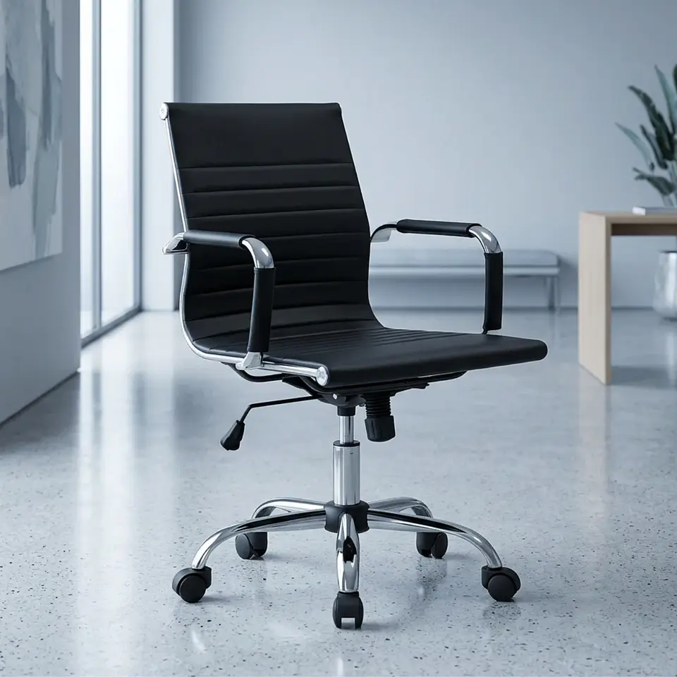 Silla de Oficina Escritorio Ejecutiva Elegante Negra - Con Reposabrazos 2