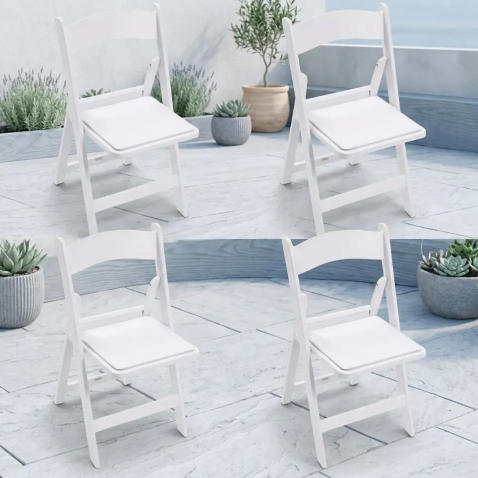 Pack 4 Sillas Plegable Americana de Resina para Eventos - Blancas 2