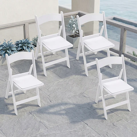 Pack 4 Sillas Plegable Americana de Resina para Eventos - Blancas